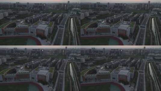上海新江湾城国帆路全景4K航拍原素材高清在线视频素材下载