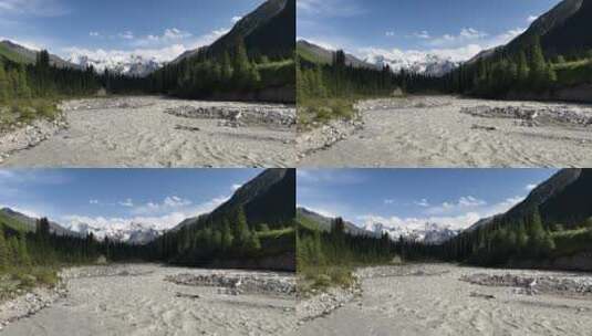 航拍雪山河流风景高清在线视频素材下载