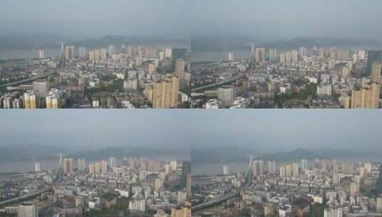 航拍宜昌长江边高楼建筑高清在线视频素材下载