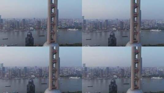 上海东方明珠电视塔夜景特写黄浦江风光高清在线视频素材下载
