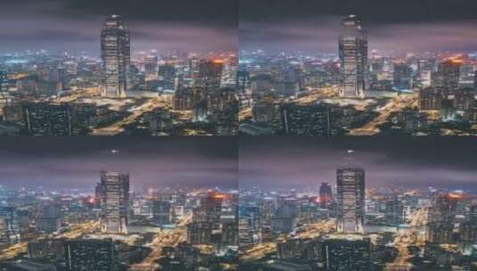 延时深圳平安大厦夜景天际线 竖构图高清在线视频素材下载