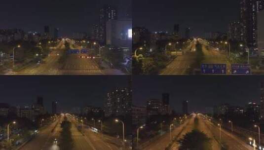 疫情下的街道夜景空景高清在线视频素材下载
