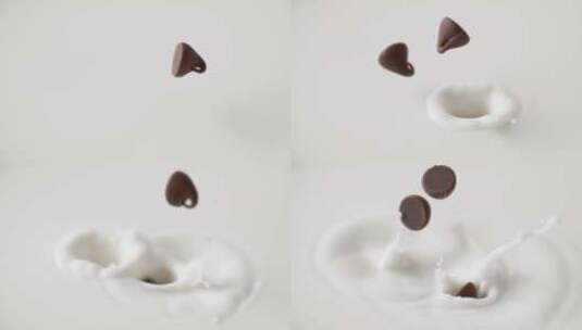 好时巧克力豆倒入牛奶的瞬间高清在线视频素材下载