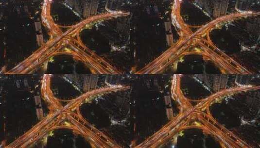 上海延安高架夜景航拍0213高清在线视频素材下载