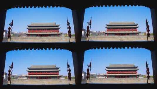 西安城墙  西安旅游景点永宁门高清在线视频素材下载
