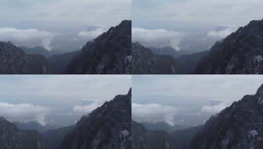 航拍佛教名山四川峨眉山，云海缭绕树林白雪高清在线视频素材下载