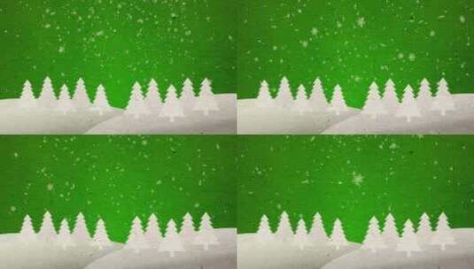 绿色背景前的雪花圣诞树动画高清在线视频素材下载