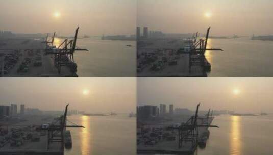 广东汕头港集装箱码头高清在线视频素材下载