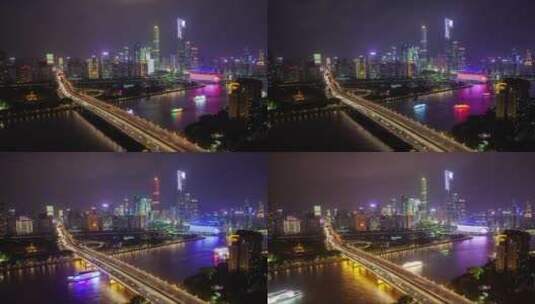 广州城市的灯光和夜晚的交通高清在线视频素材下载