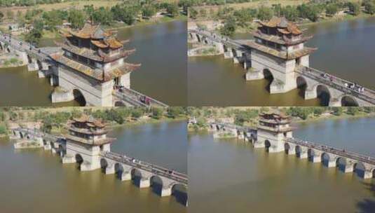 云南建水双龙桥航拍4K视频高清在线视频素材下载