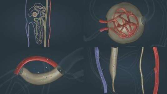 肾单位肾功能肾小球肾小囊高清在线视频素材下载