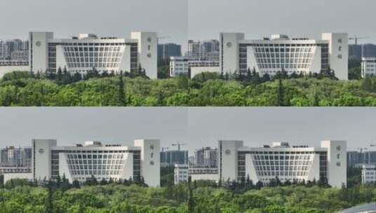 上海大学图书馆长焦航拍高清在线视频素材下载