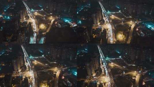 重庆大石路立交夜景航拍延时3高清在线视频素材下载