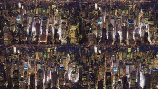 航拍密集城市高楼大厦夜景高清在线视频素材下载