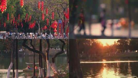 春节期间公园游玩的人们4k视频素材高清在线视频素材下载