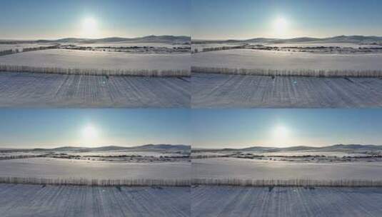 北方冬季雪原风光高清在线视频素材下载