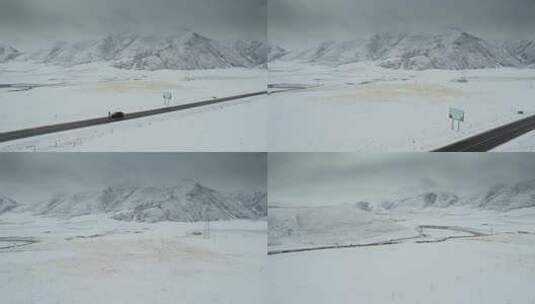 西藏旅游风光317国道冰雪世界蜿蜒公路高清在线视频素材下载