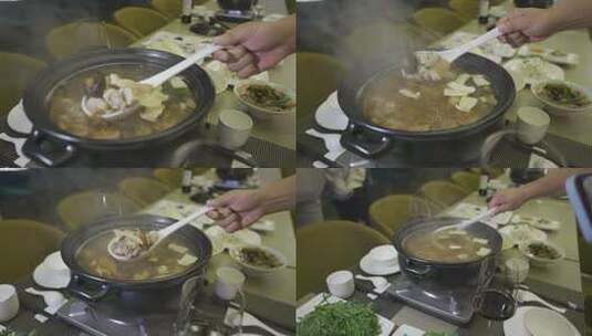 松茸炖鸡汤锅套餐高清在线视频素材下载