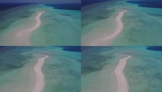 航拍海中央未被海水覆盖的沙地高清在线视频素材下载