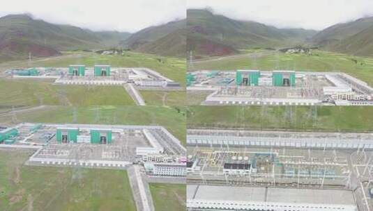 西藏500千伏超高压电网航拍 林周电厂高清在线视频素材下载