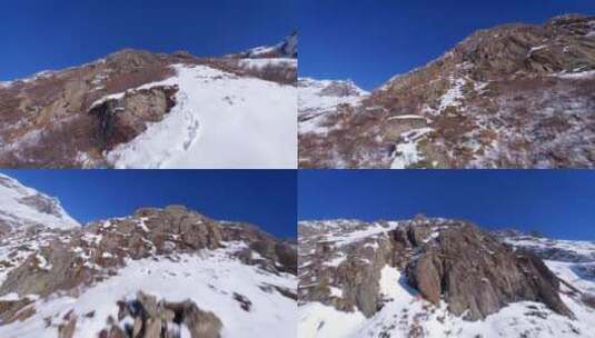 穿越机飞越雪山峡谷山川高清在线视频素材下载