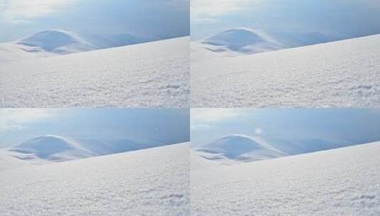 雪山阳光下的新鲜粉末雪高清在线视频素材下载