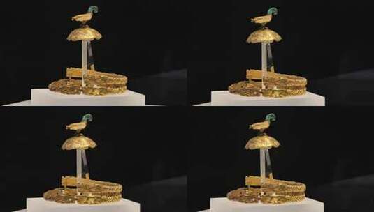 内蒙古博物院镇馆之宝鹰顶金冠饰高清在线视频素材下载