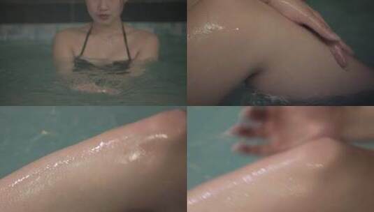 女人 洗澡 温泉 洗浴 润肤 肌肤高清在线视频素材下载