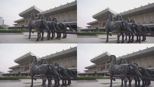 济南西站广场马雕塑高清在线视频素材下载