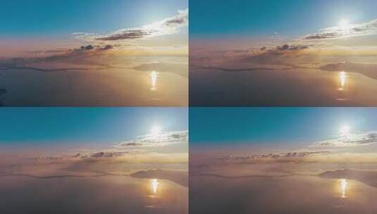 东湖凌波门上空的平流雾和日出高清在线视频素材下载