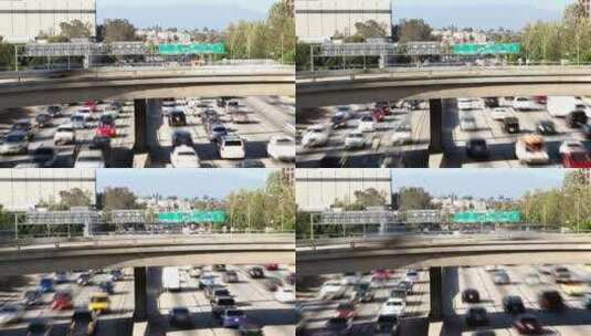 洛杉矶市区高速公路上的交通1高清在线视频素材下载