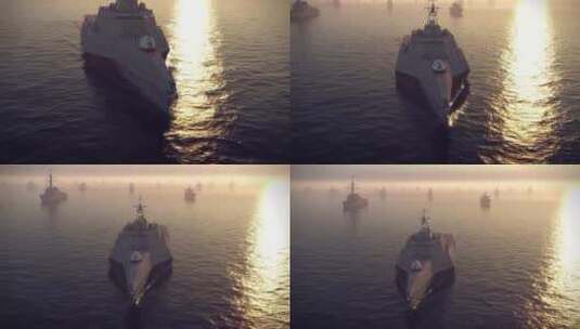 军舰行驶在大海上高清在线视频素材下载