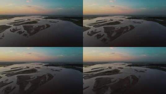 黄河河道河滩-黄河生态航拍高清在线视频素材下载