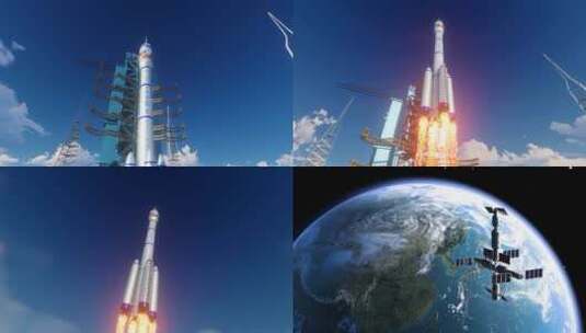 4K模型素材 火箭发射卫星 科技发展高清在线视频素材下载