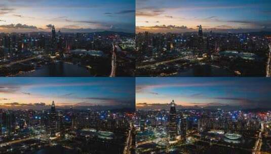 深圳人才公园航拍夜景延时高清在线视频素材下载
