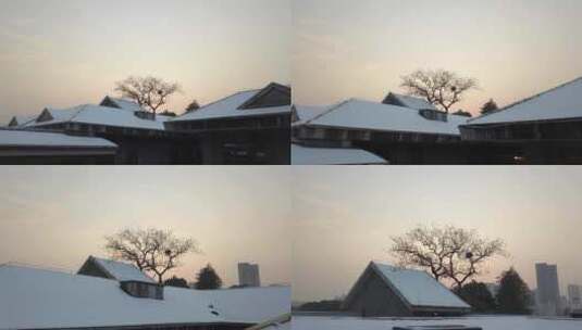 武汉屋顶雪景高清在线视频素材下载