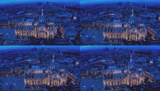 欧洲城市夜景航拍高清在线视频素材下载