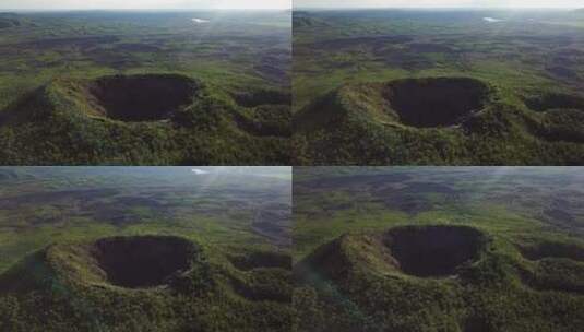 火山口航拍 五大连池火山群航拍 东北火山群高清在线视频素材下载