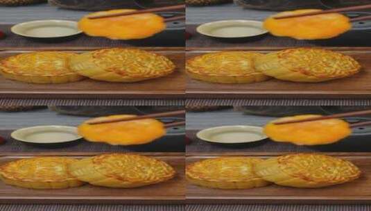 广式月饼蛋黄冬翅月饼高清在线视频素材下载