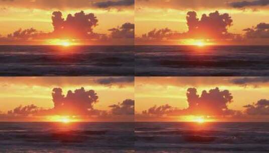夕阳下的海面、海浪高清在线视频素材下载