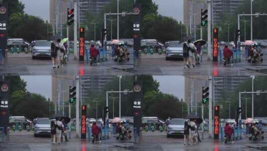 雨天 下雨 城市风光 写意 台风 雨中景色高清在线视频素材下载