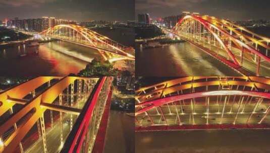 4k佛山大桥桥梁夜景航拍高清在线视频素材下载