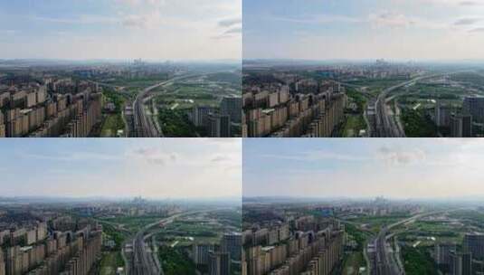 中国杭州留石高架路繁忙城市航拍延时高清在线视频素材下载