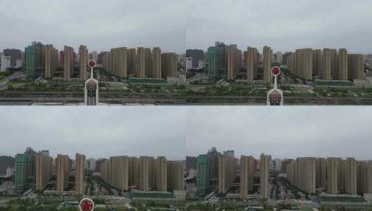 航拍石家庄城市建设地标高楼高清在线视频素材下载