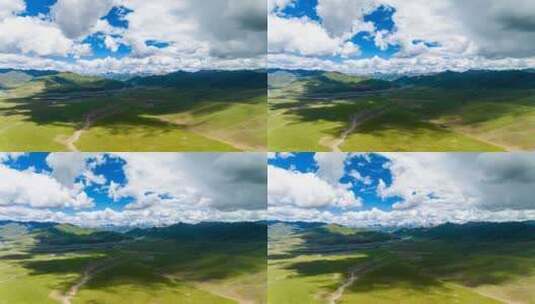 蓝天白云下的大草原延时摄影高清在线视频素材下载