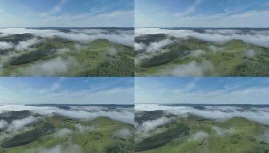 绿色山野晨雾缭绕高清在线视频素材下载