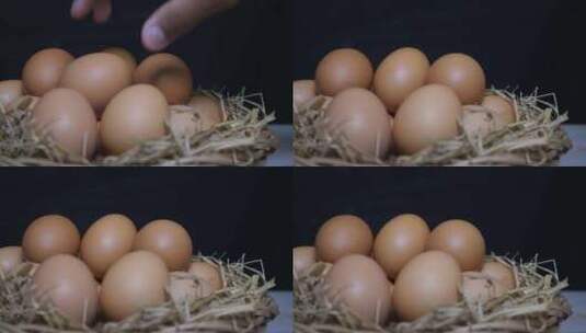 拿起新鲜的土鸡蛋高清在线视频素材下载