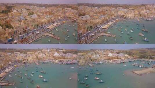 地中海传统彩色船luzzu高清在线视频素材下载