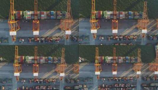 钦州港集装箱码头航拍高清在线视频素材下载