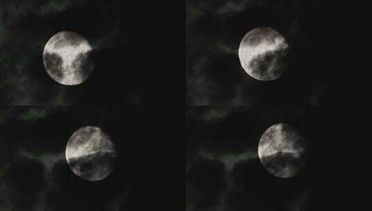 多云天夜晚月亮月球唯美阴郁高清在线视频素材下载